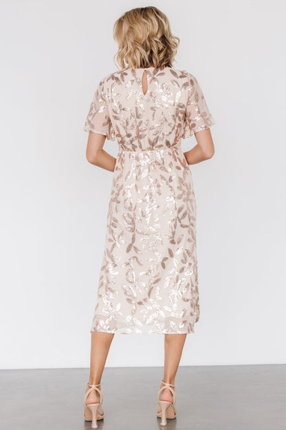 Deanna Sequin Midi Dress | Rose Gold
