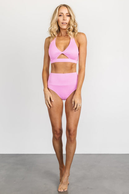 Del Mar Ribbed Bikini Bottom | Pink