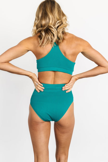 Del Mar Ribbed Bikini Top | Jade