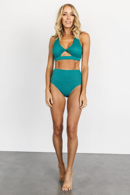 Del Mar Ribbed Bikini Top | Jade