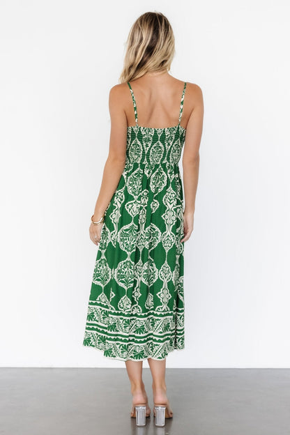 Delia Midi Dress | Green Print