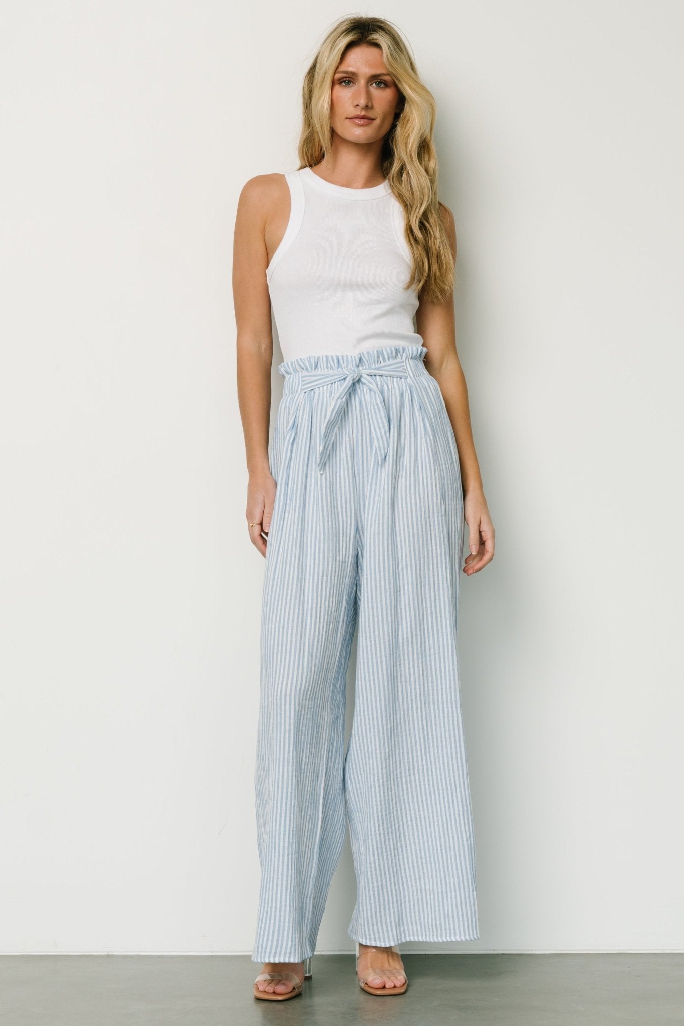 Delphi Wide Leg Pants | Blue Stripe