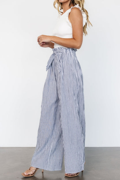 Delphi Wide Leg Pants | Navy Stripe