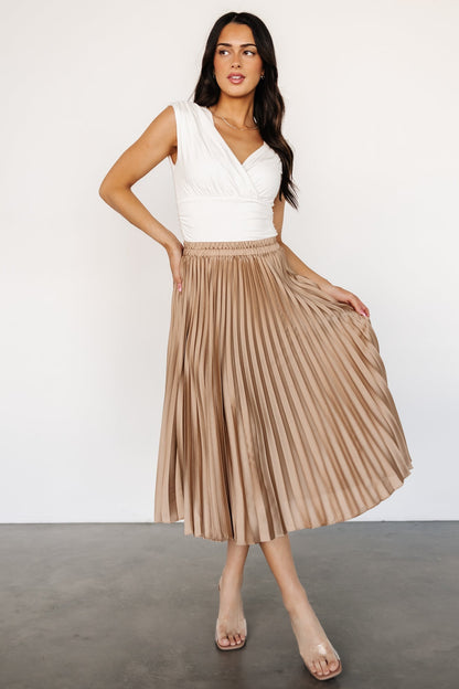 Demetria Pleated Midi Skirt | Light Bronze