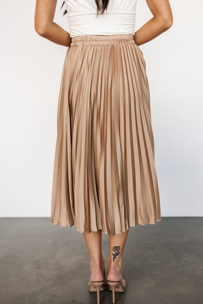 Demetria Pleated Midi Skirt | Light Bronze