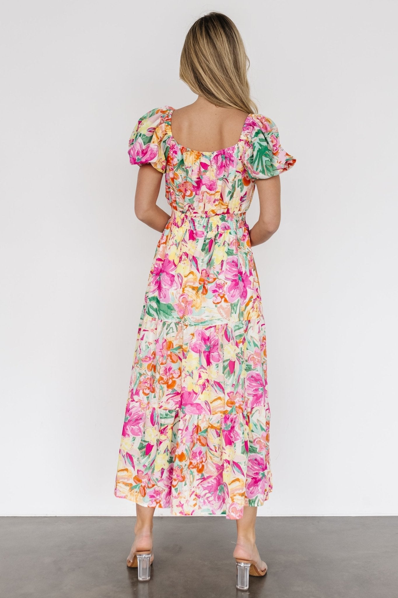 Denzel Puff Sleeve Midi Dress | Multi Floral