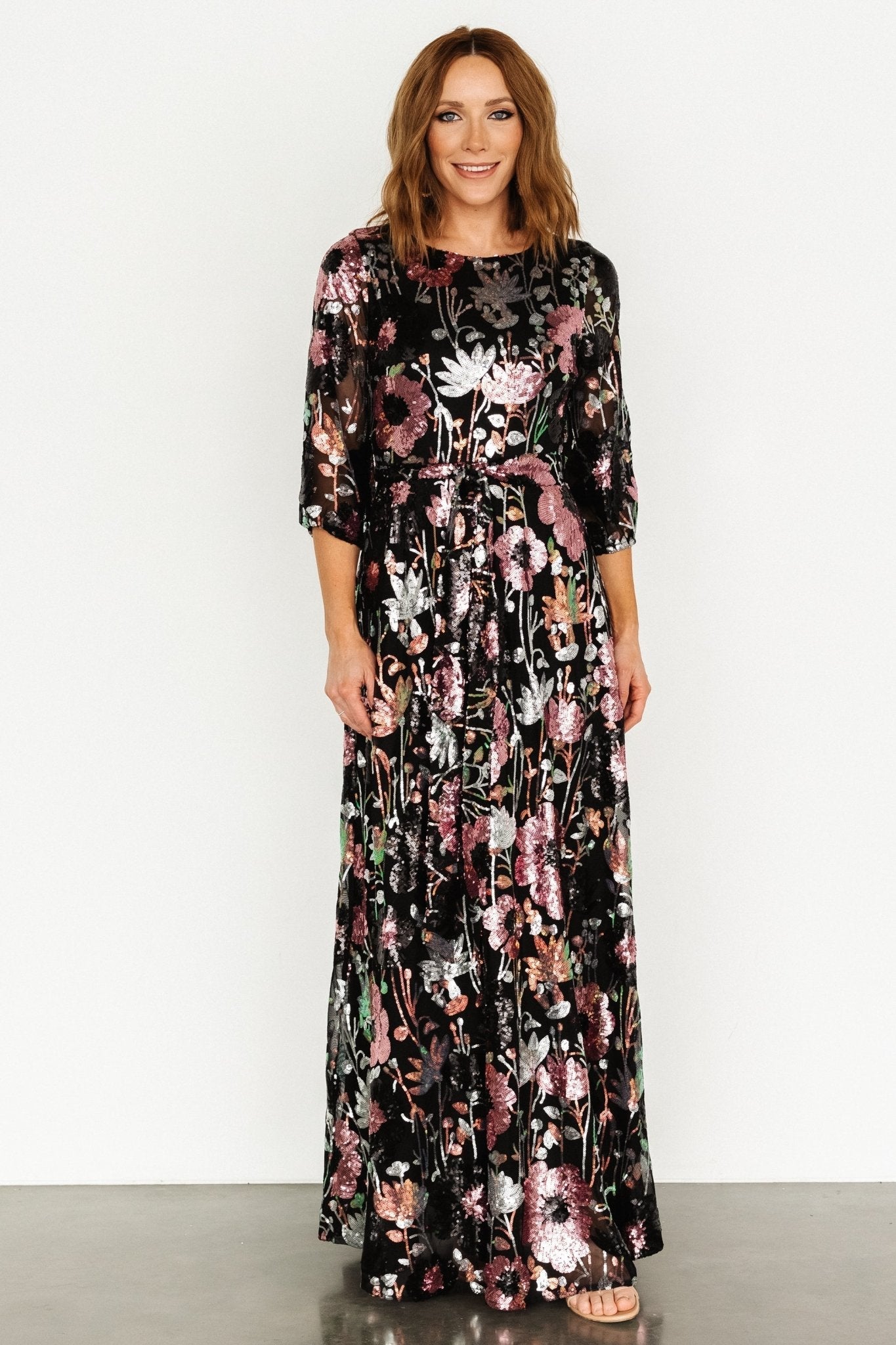 Destiny Sequin Maxi Dress | Black Multi