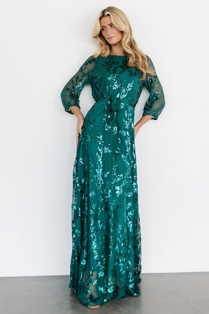 Destiny Sequin Maxi Dress | Emerald