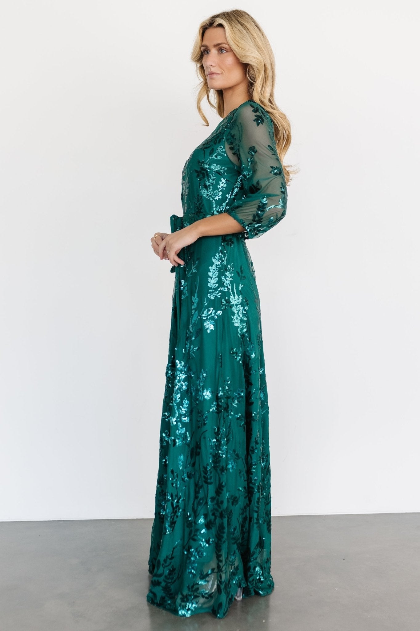 Destiny Sequin Maxi Dress | Emerald