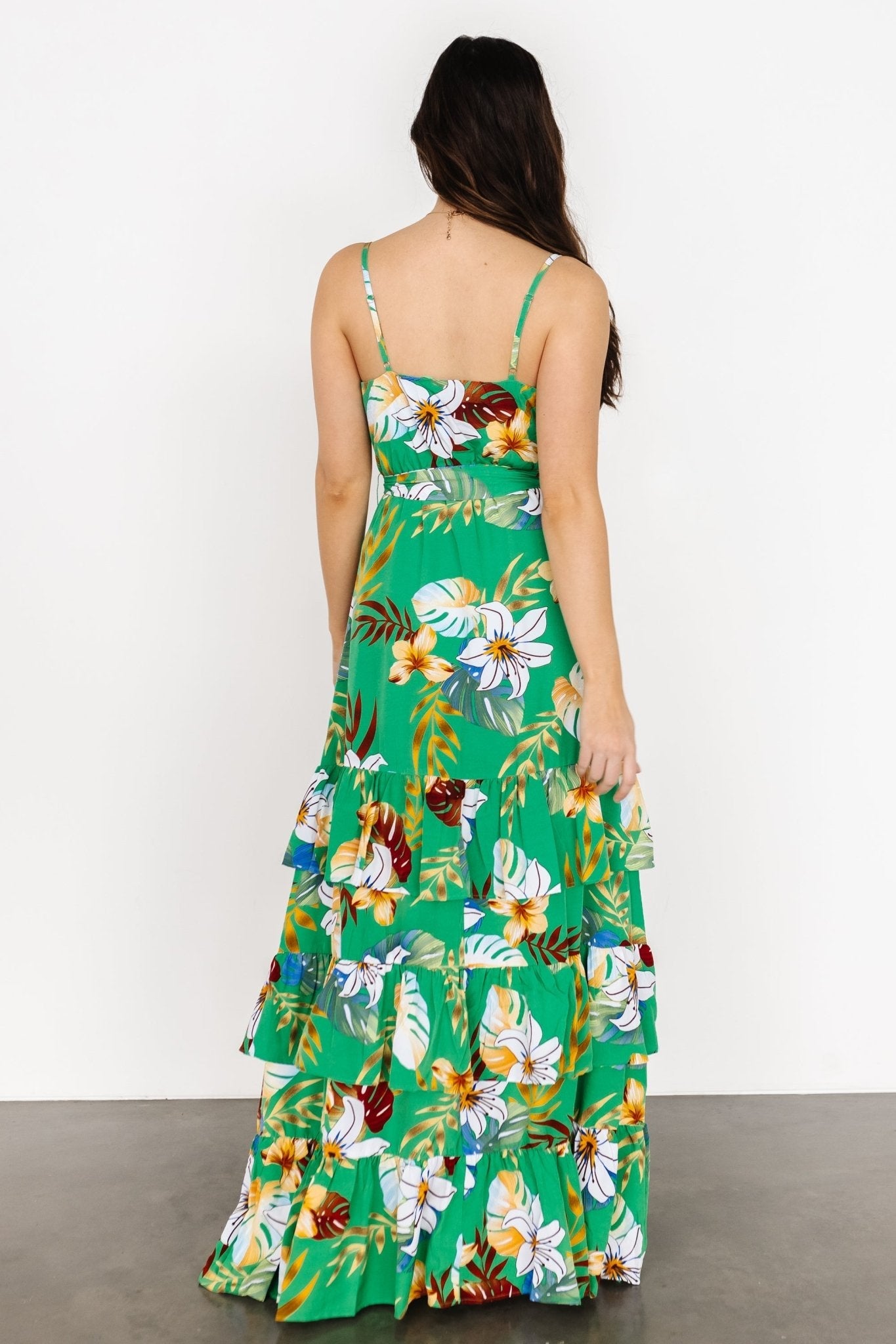 Dolores Ruffle Maxi Dress | Green Multi