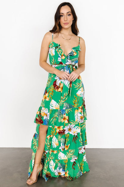 Dolores Ruffle Maxi Dress | Green Multi