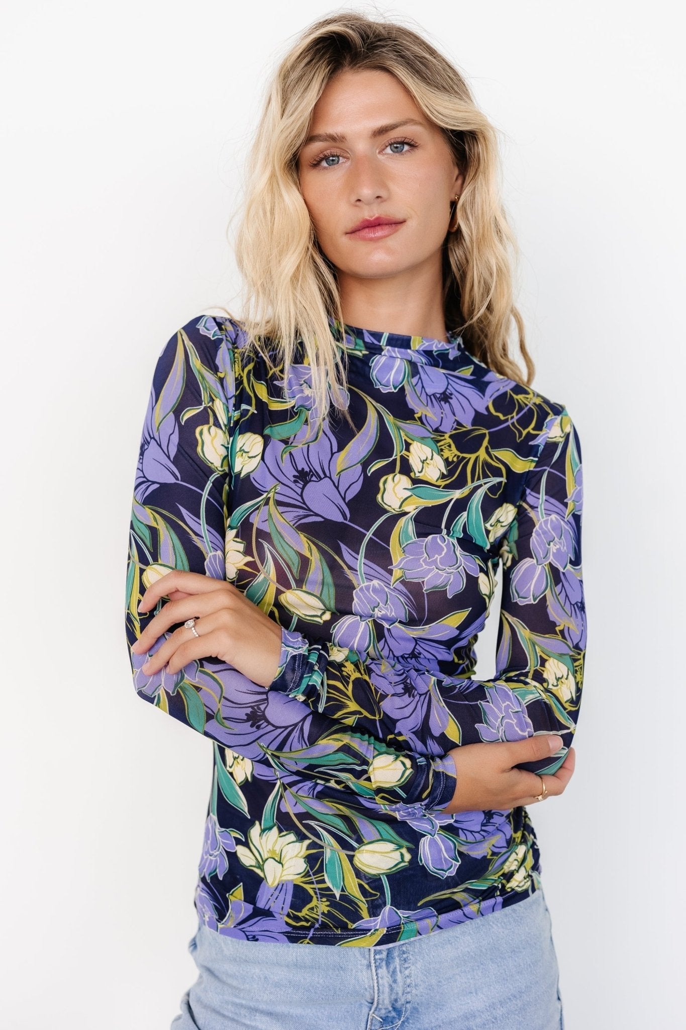 Dom Sheer Top | Navy Multi