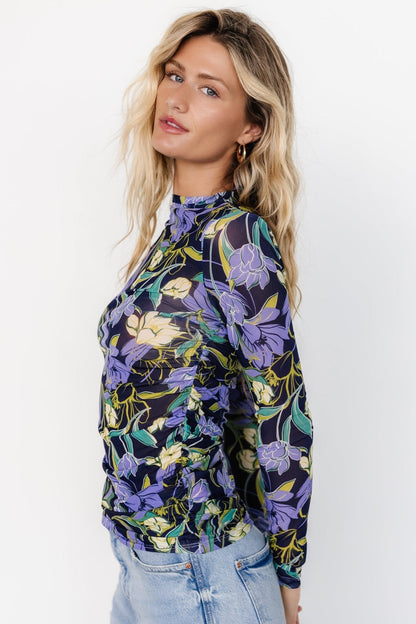 Dom Sheer Top | Navy Multi