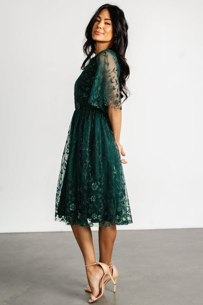 Duchess Tulle Dress | Dark Green Sparkle