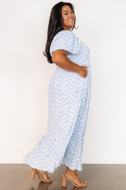 Durban Maxi Dress | Dusty Blue Print