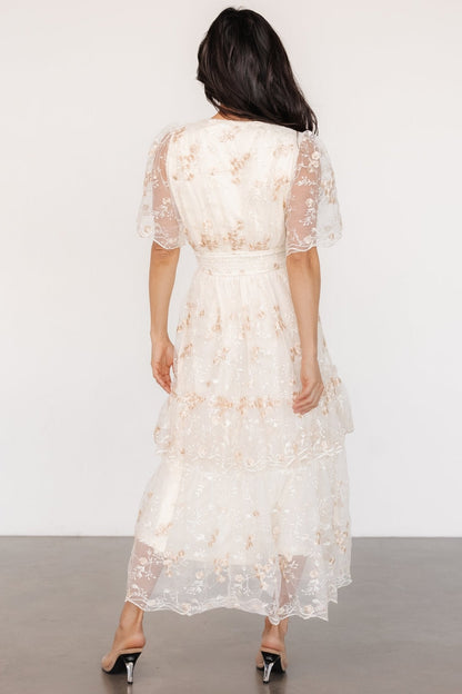 Eleanor Embroidered Midi Dress | Cream Floral