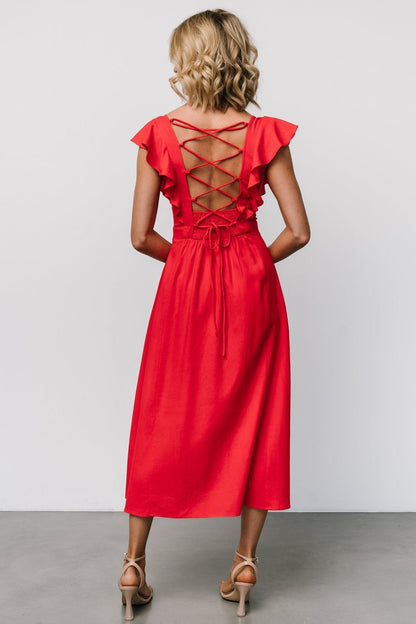 Elena Midi Dress | Red