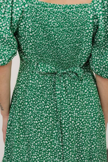 Elisabeth Button Dress | Green Floral