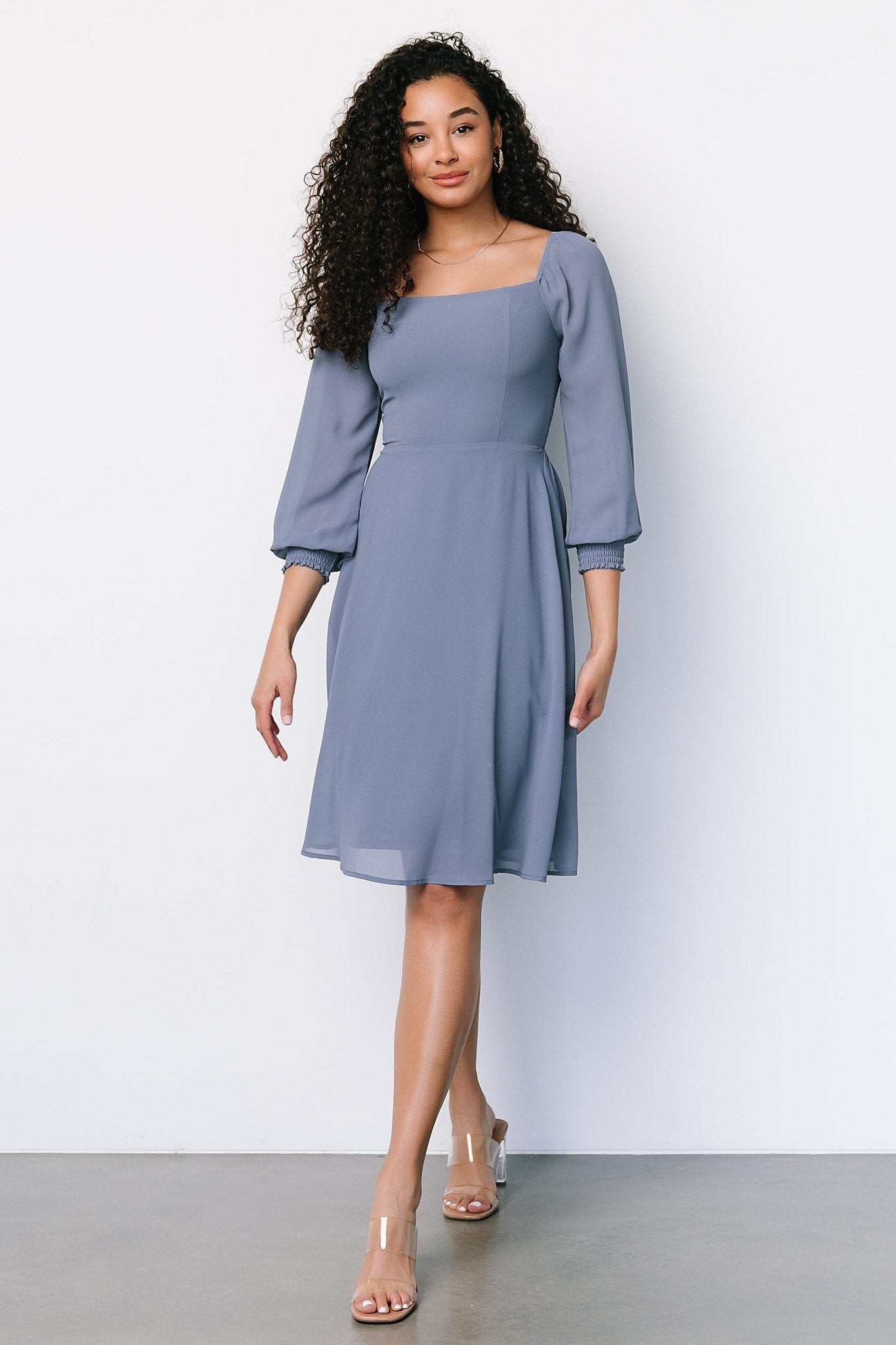 Elise Short Dress | Whisper Blue