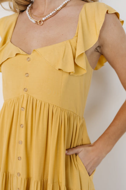 Ellie Ruffle Top Dress | Golden Yellow
