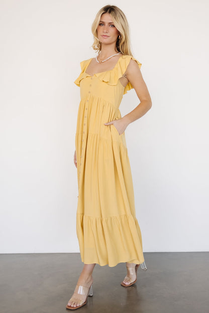 Ellie Ruffle Top Dress | Golden Yellow