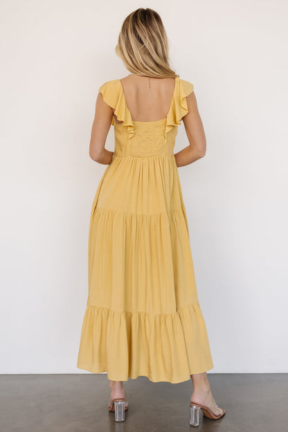 Ellie Ruffle Top Dress | Golden Yellow