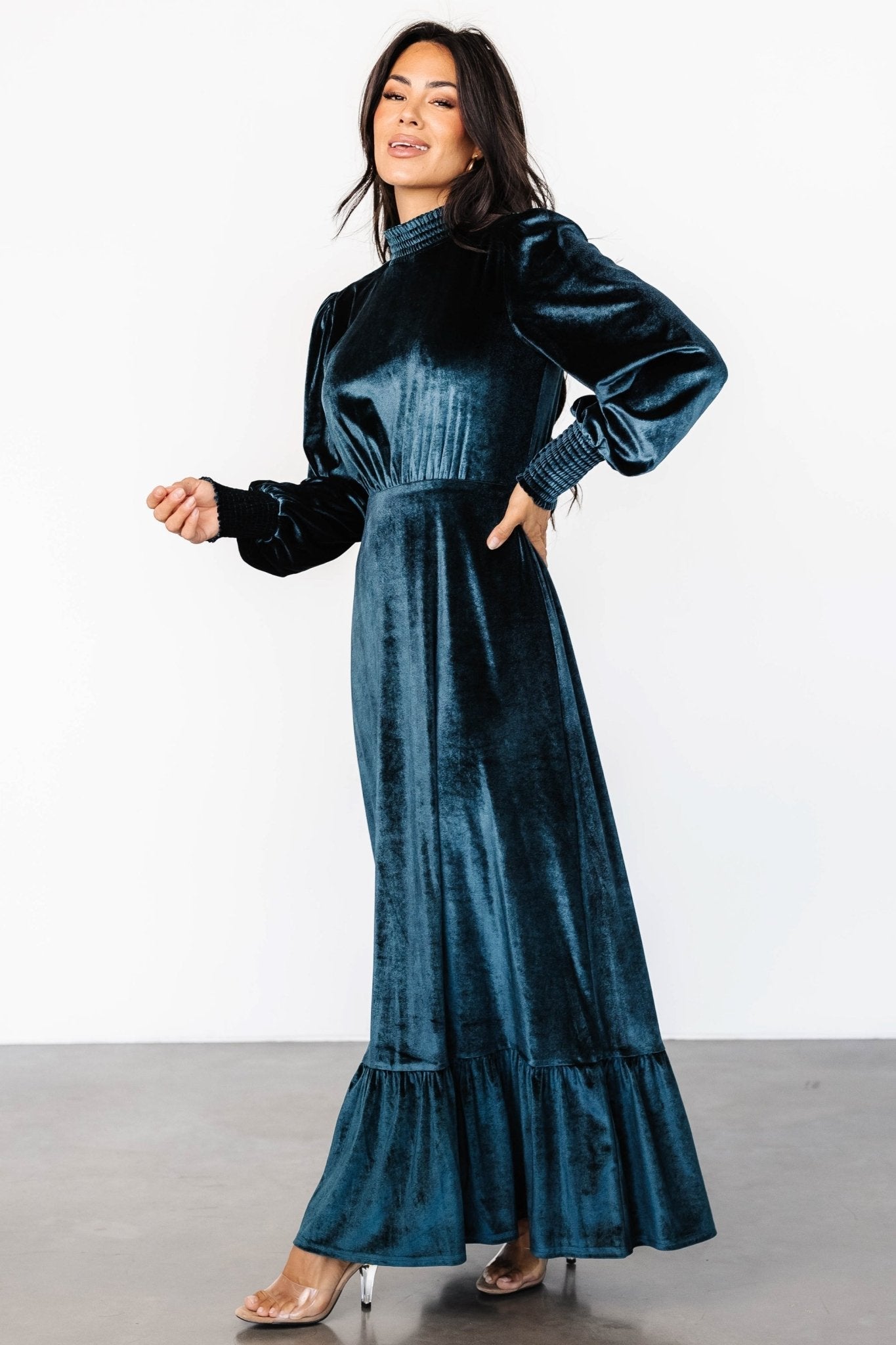 Elodie Velvet Maxi Dress | Jade