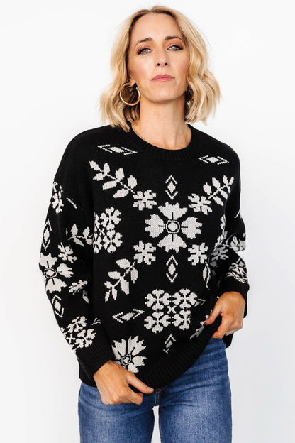 Elsa Sweater | Black + Off White