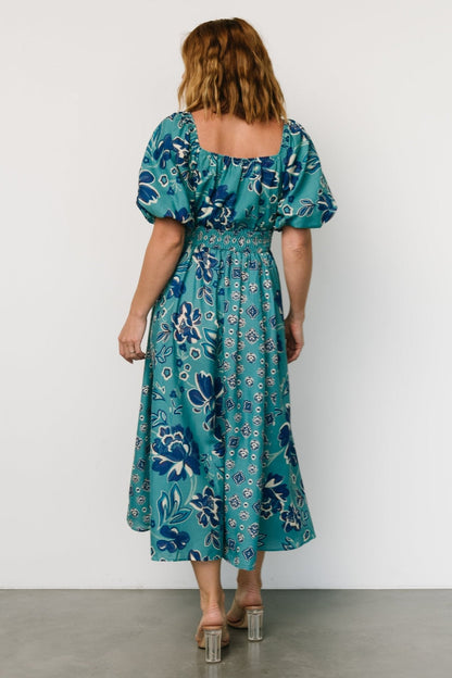 Elyse Midi Dress | Teal + Blue Multi