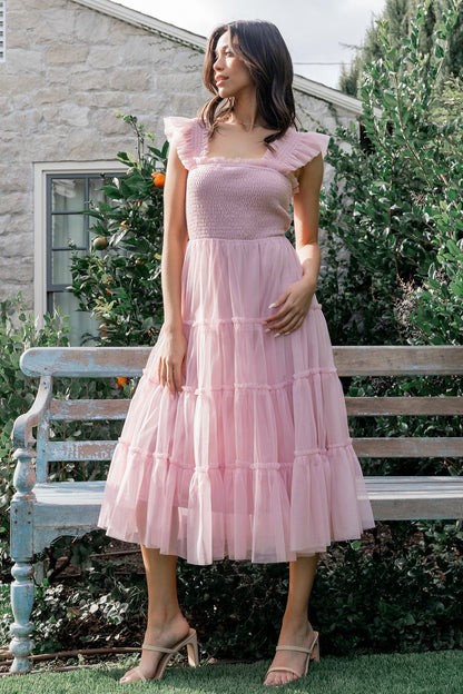 Emma Smocked Tulle Dress | Mauve