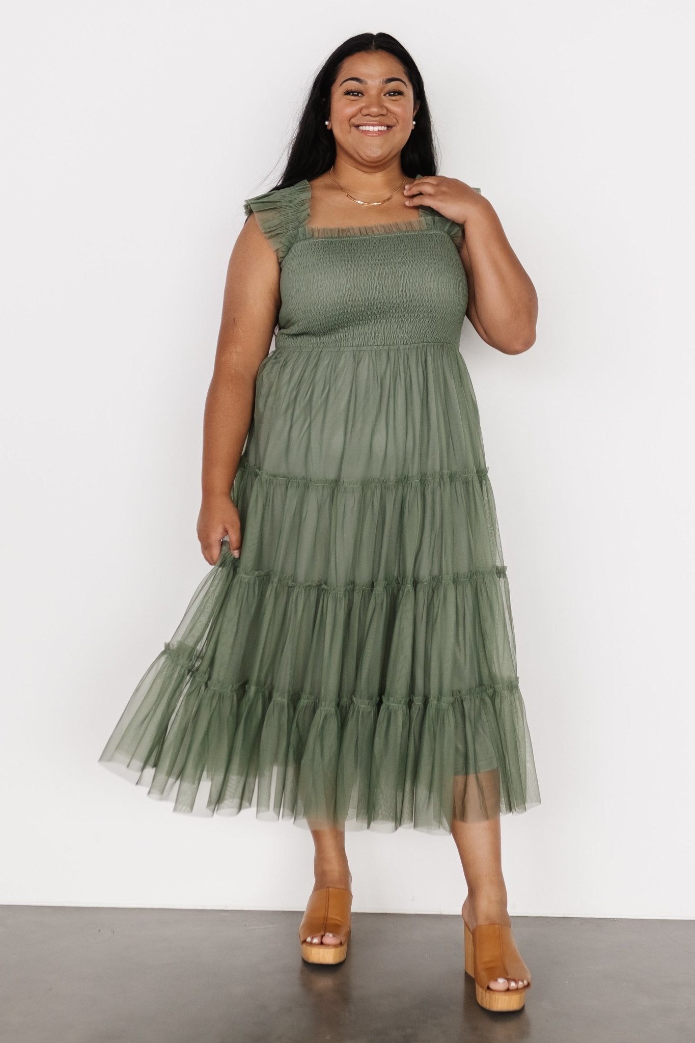 Emma Smocked Tulle Dress | Sage