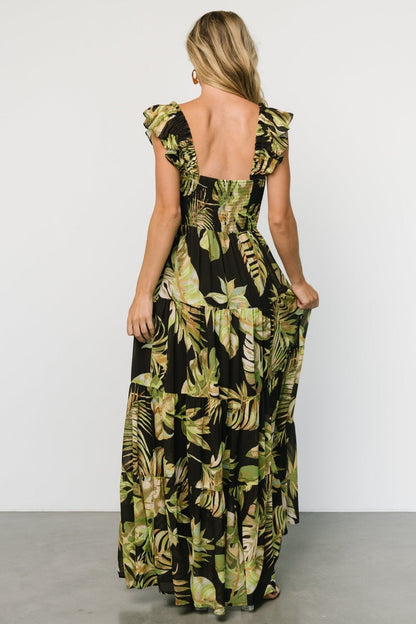 Encinitas Maxi Dress | Tropical Green + Black