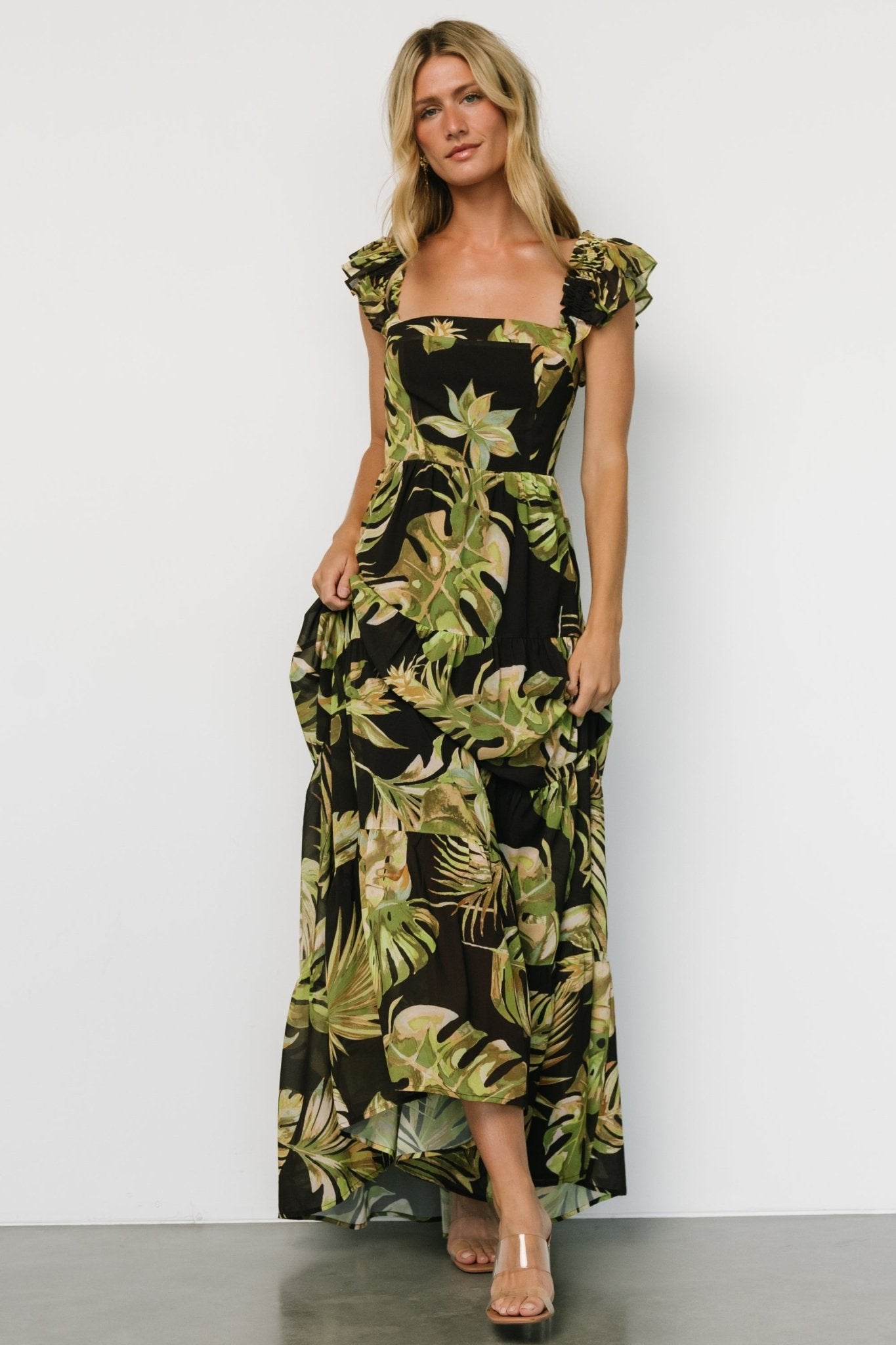 Encinitas Maxi Dress | Tropical Green + Black