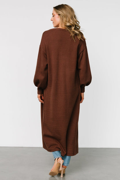 Ethel Long Cardigan | Dark Brown