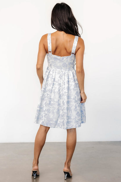 Eveline Short Dress | Light Blue + Pearl