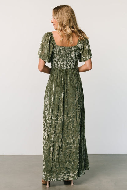Everley Velvet Maxi Dress | Dark Sage