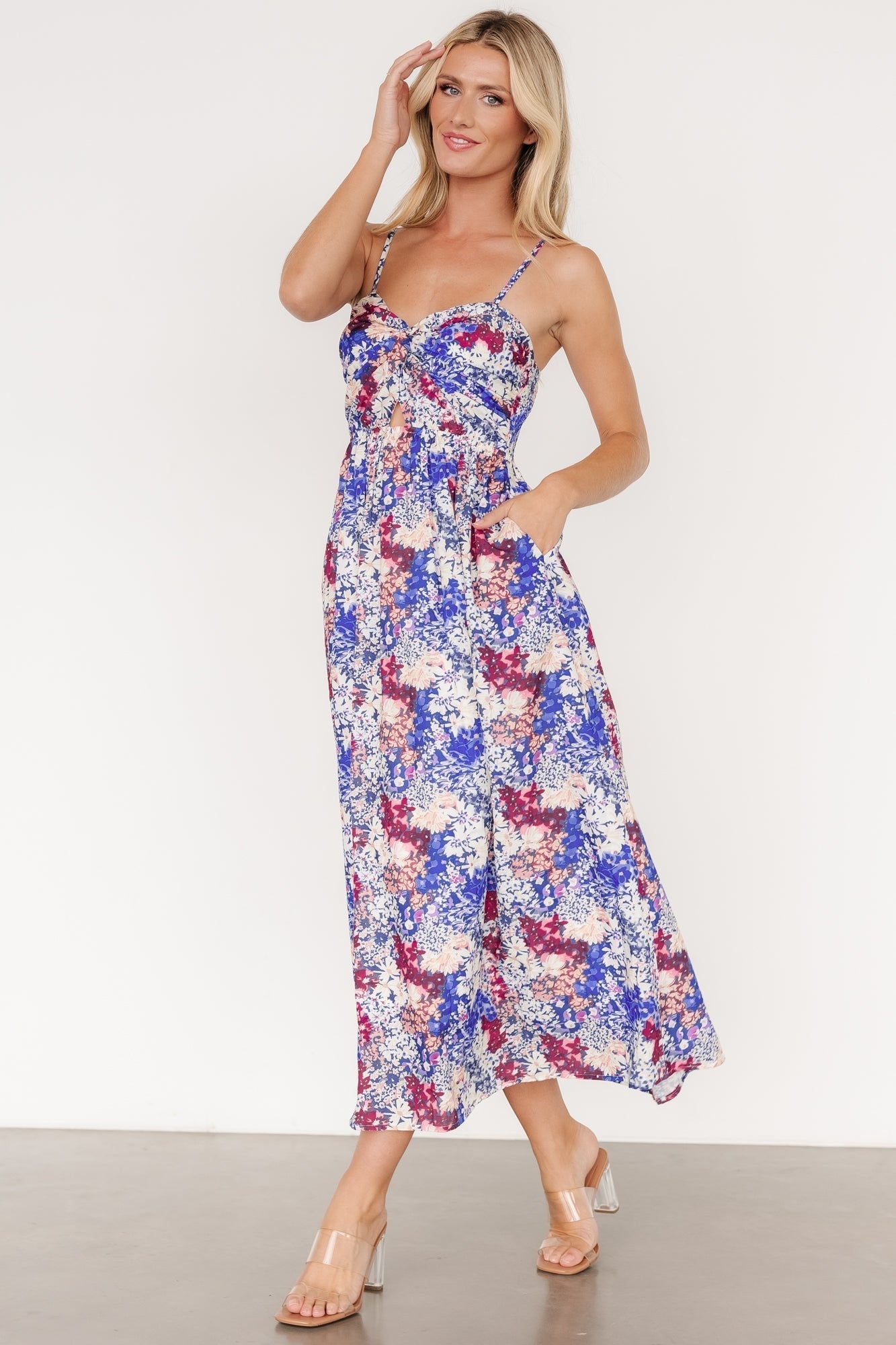 Evette Sweetheart Tank Dress | Blue Multi