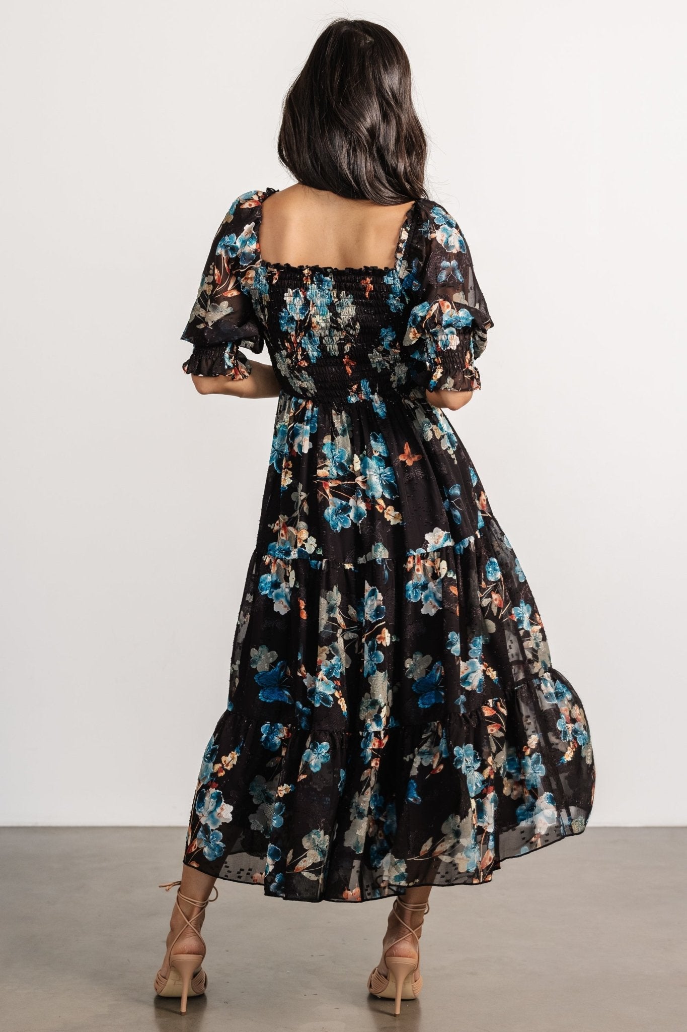 Fabian Jacquard Midi Dress | Black + Blue Multi