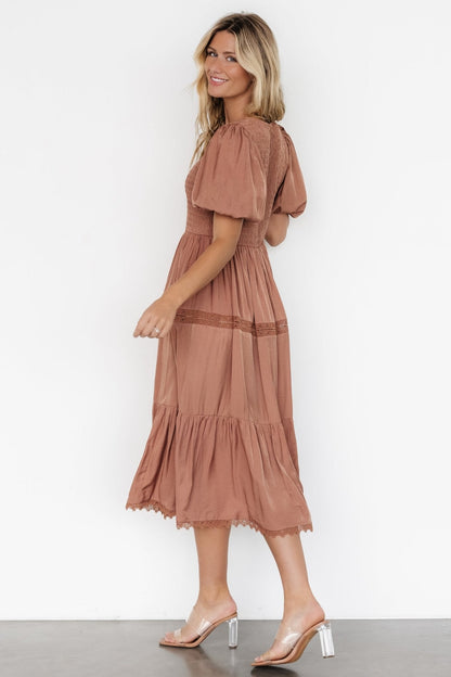 Finley Smocked Midi Dress | Light Copper