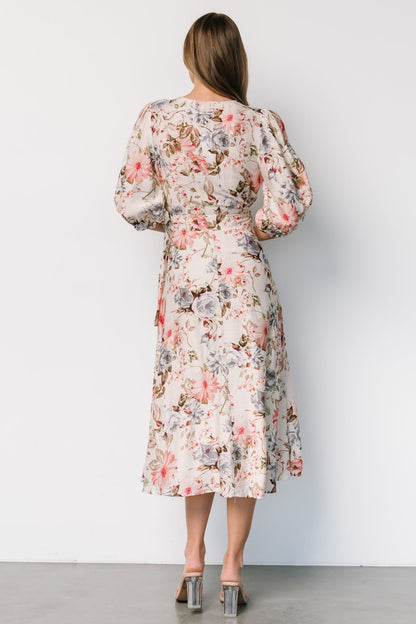 Fiorina Wrap Midi Dress | Ivory Multi Floral