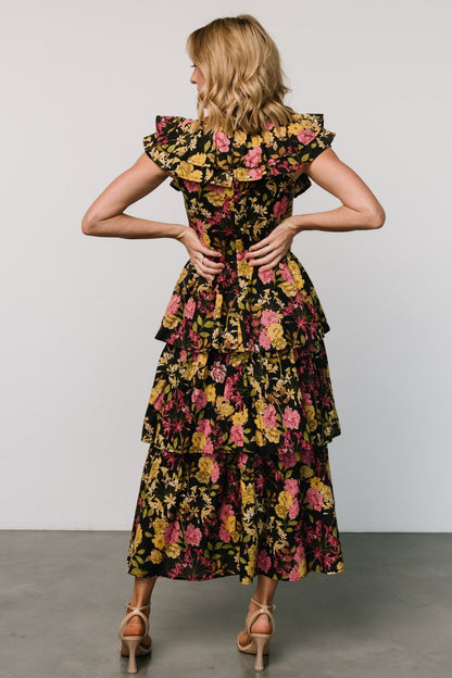 Francesca Tiered Maxi Dress | Black Floral