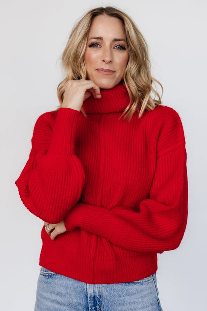 Frannie Knit Turtleneck Sweater | Red