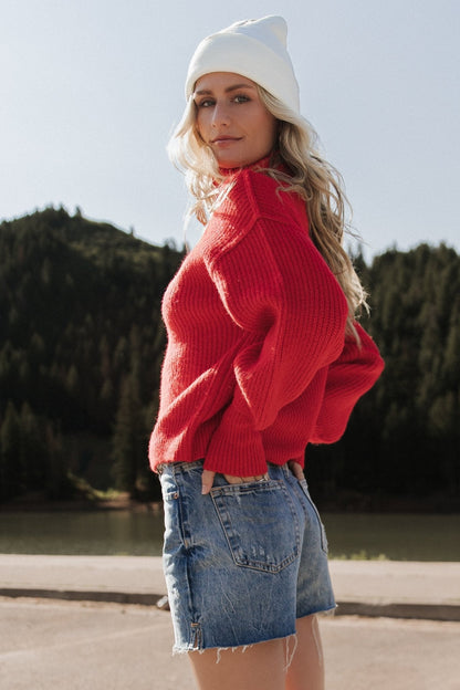 Frannie Knit Turtleneck Sweater | Red