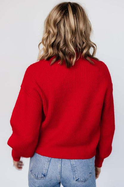Frannie Knit Turtleneck Sweater | Red