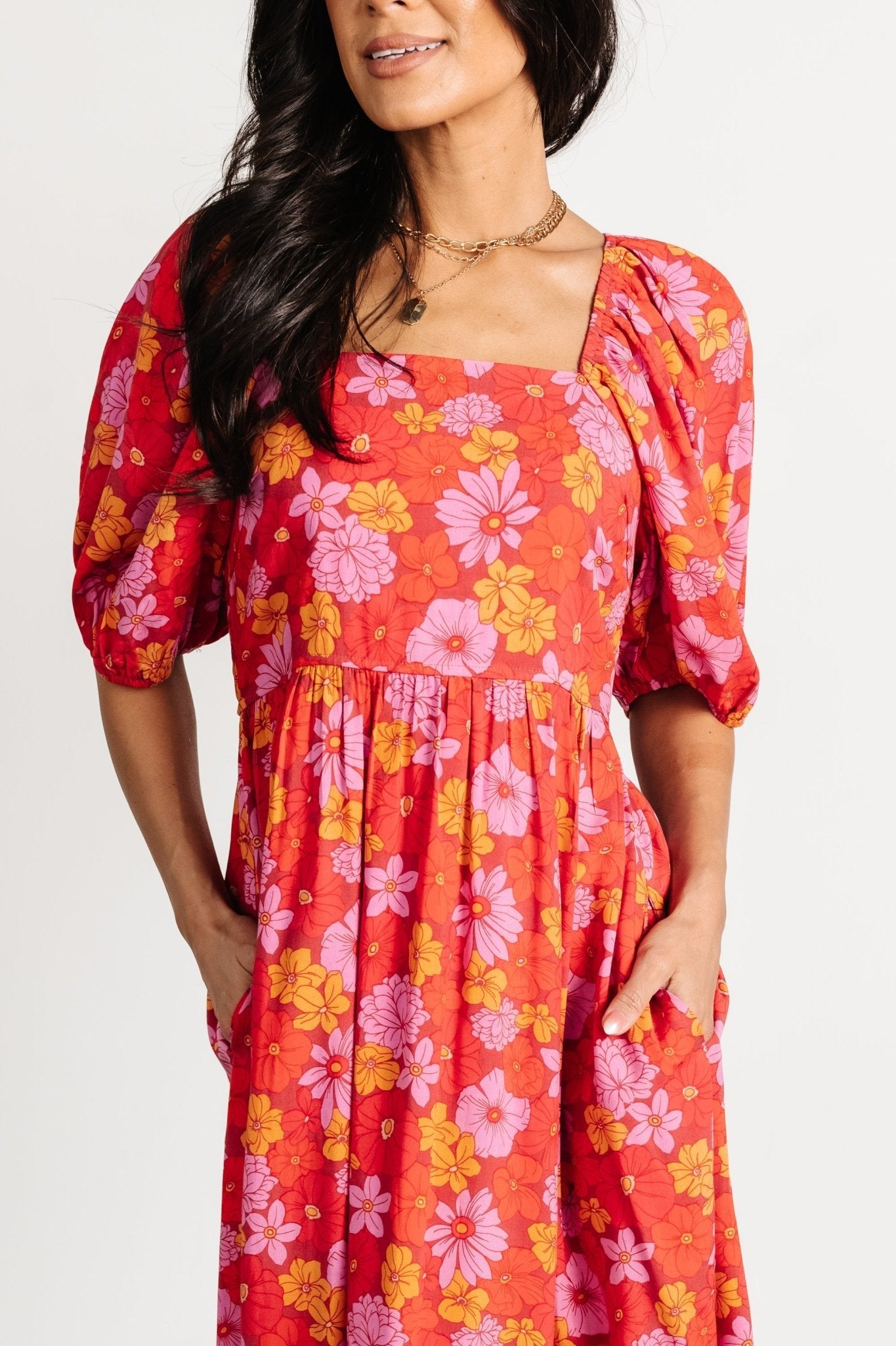 Gabbie Short Dress | Red Multi Floral