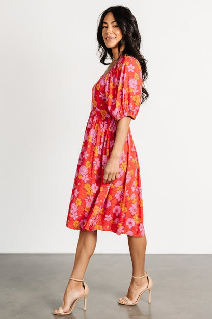 Gabbie Short Dress | Red Multi Floral