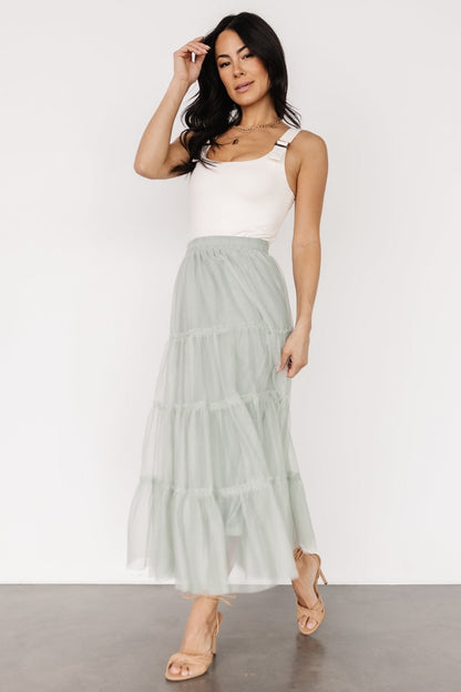 Galena Tulle Skirt | Light Sage