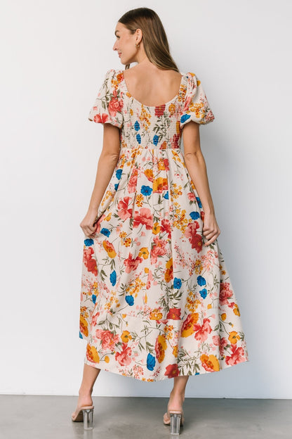 Greta Pleated Maxi Dress | Cream Multi Floral