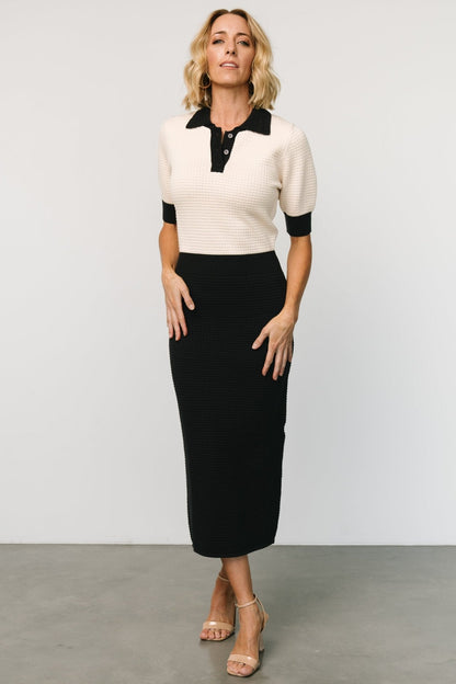 Gwendolyn Collared Midi Dress | Navy + Cream