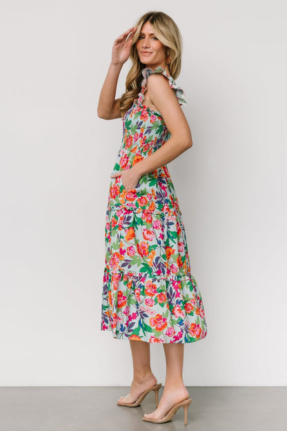 Harper Smocked Midi Dress | Blue Multi Floral